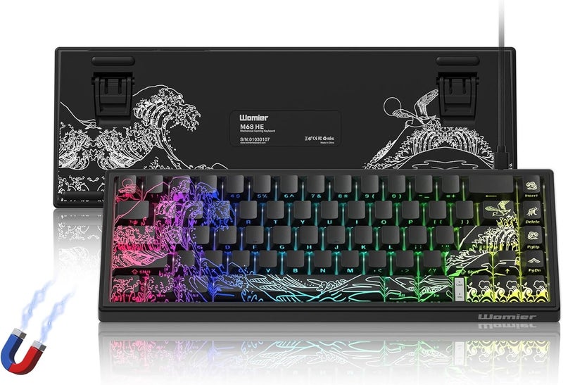 Womier M68 HE V2 Rapid Trigger Keyboard 60% Percent, Hall Effect Kanagawa Gaming Keyboard, Wired RGB Custom Mechanical Key Board with Magnetic Switch, PBT Keycaps for Mac/Win-Black 3.0 - Image 1